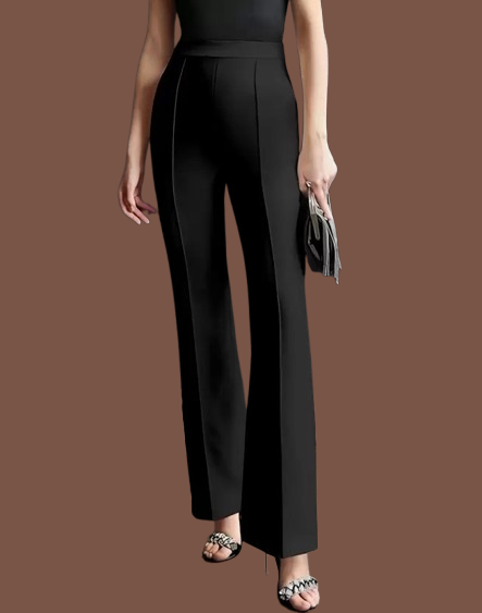 Women Regular Fit  Cotton Blend Trousers (Black)